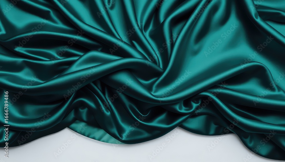 Aufkleber lush teal fabric cascades and pools, creating a luxurious texture with soft curves and elegant drapi