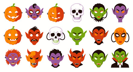 Flat Halloween Mask Collection