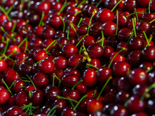 fresh cherries at organic market