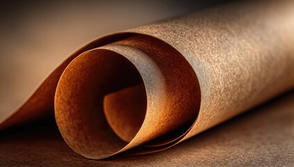 Rolled brown paper texture close-up