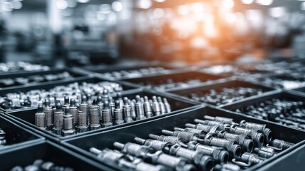 Metal Parts Sorted in Divided Storage Containers