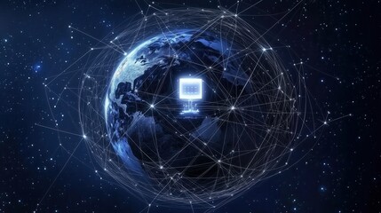 Obraz premium Global Digital Network and Earth