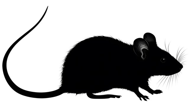 Sleek Black Mouse Vector Silhouette Freshly Isolated on White Background