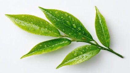 Obraz premium Fresh green leaves with water droplets