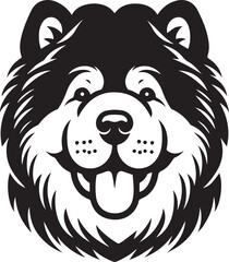 Fototapeta premium Cute Fluffy Chow Chow Dog Vector Silhouette Illustration – Black and White Pet Art Design