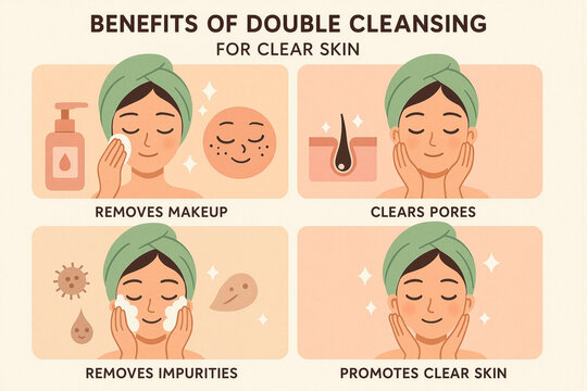 Double Cleansing Benefits: Clear Skin Routine Illustrated for Skincare Lovers