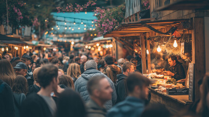 Obraz premium a crowd of people in food festival