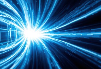 Fototapeta premium Concentric Radiance Abstract White Blue Design with Blinding Light, Aura Effect, and Energy Flow