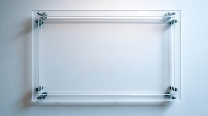 Empty clear acrylic frame on wall