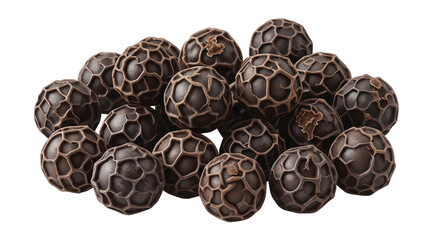 Black peppercorns isolated on transparent background