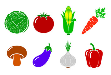 Colorful Collection of Fresh Vegetable Icons