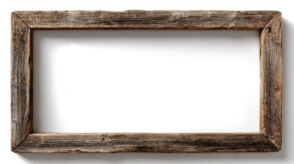 Rustic wood picture frame against white