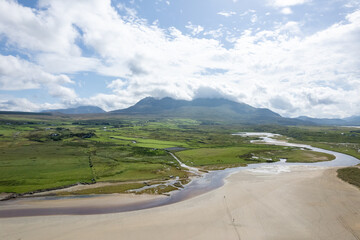 White Strand Beach aerial drone view on Atlantic