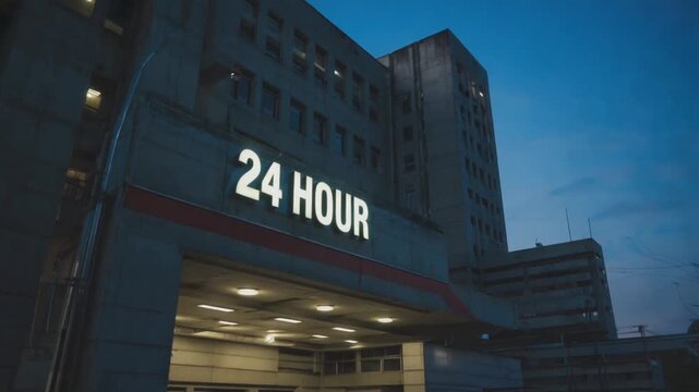 24-hour sign in a hospital.