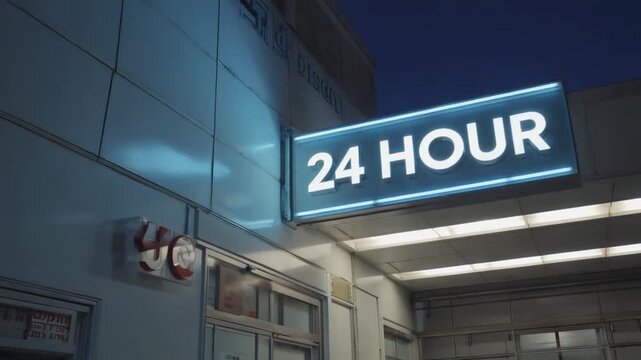 24-hour sign in a hospital.