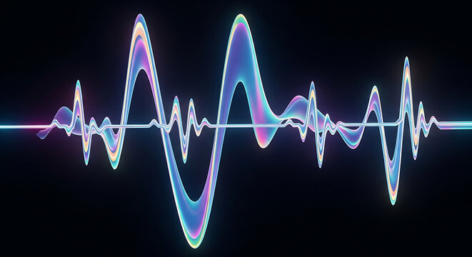 Abstract colorful sound wave visualization on a dark background