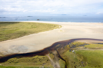 White Strand Beach aerial drone view on Atlantic