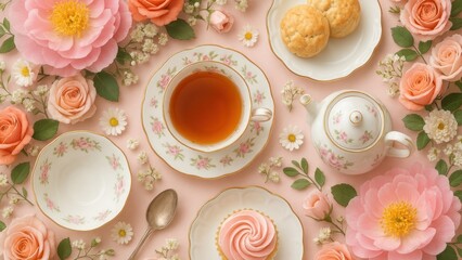 Elegant floral tea setting