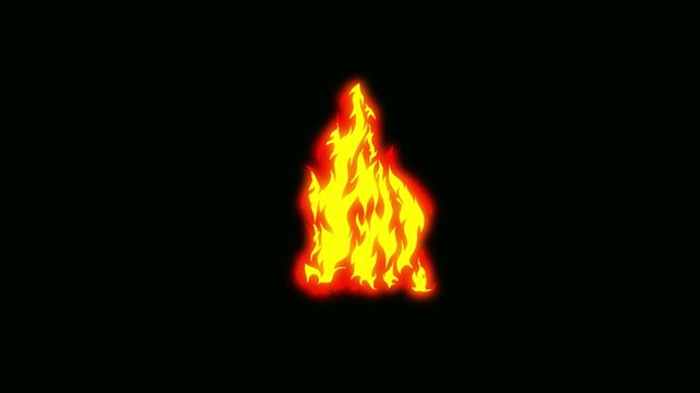 Burning fire, animated video cartoon background can be used, especially suitable for game developers and developers, Graphic 2d animation of Burning flames, black screen burning flame