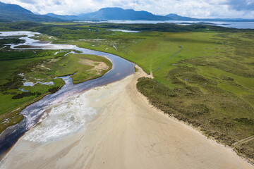 White Strand Beach aerial drone view on Atlantic