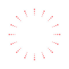 放射状に広がる赤いドット線の円形サンバースト - シンプルでポップな丸い形のフレーム･あしらい