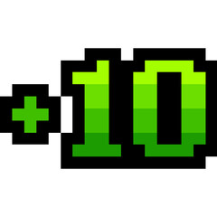 Fototapeta premium Pixel number score bonus, +10 points score in game