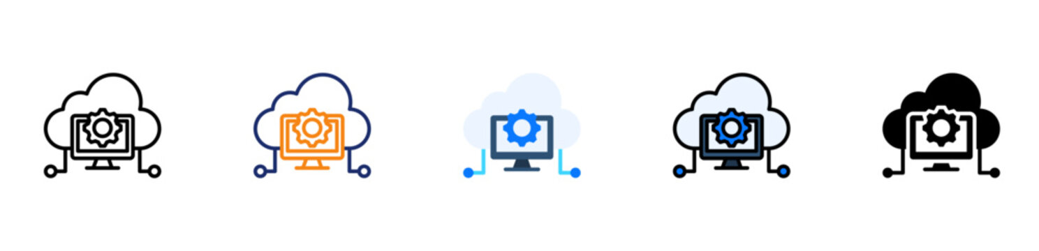 Cloud Computing Icon Multi Style 