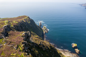 Erris Head Loop Walk drone view over cliffs