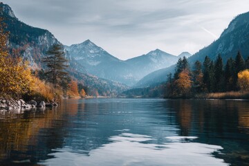 Fototapeta premium Autumnal mountain lake