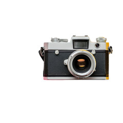 Vintage camera, isolated, front view