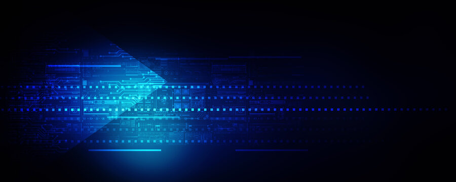 2d illustration Abstract futuristic electronic circuit technology background