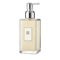 Obraz premium Elegant clear glass liquid soap dispenser with silver pump transparent background