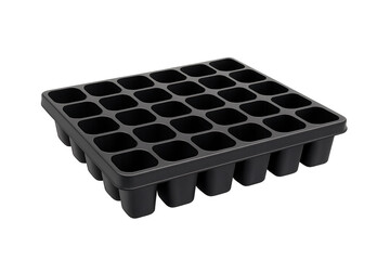 Naklejka premium Empty black seedling tray isolated on transparent background