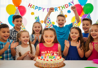 children celebrating birthday party