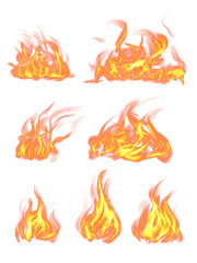 set of fire flames