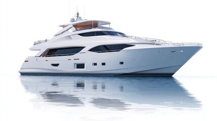 Luxurious white yacht on calm water