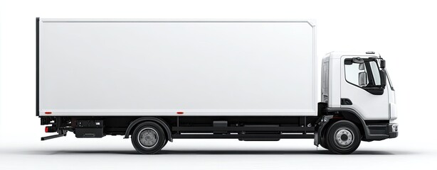 White box truck, side view