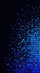Dark background with blue pixel pattern. Vector illustration of abstract bg with geometric square elements grid. digital backdrop with dissolve rectangle dot particle mosaic gradient texture