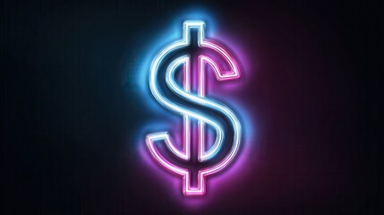 Obraz premium Neon Dollar icon illustration background. Glowing dollar sign background