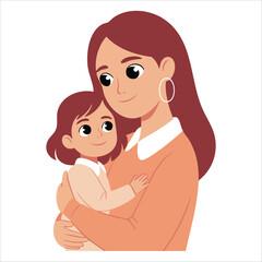 mother holding baby flat vector graphic design