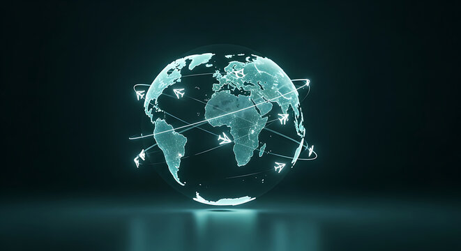 Glowing earth with network connections illustrating global connectivity