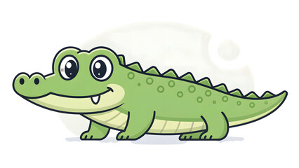 Cute cartoon crocodile with big eyes and friendly smile underwater scene