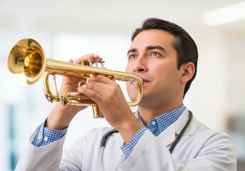 Doctor Playing Trumpet A Harmonious Blend of Healing and Music