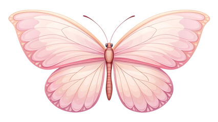 Delicate pink butterfly with detailed wings isolated on a simple background for nature themes