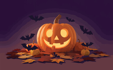 Flat Halloween wallpaper vector illustration