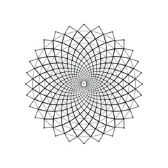 Obraz premium Intricate geometric mandala pattern with swirling lines and symmetrical design white background