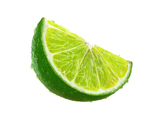 Juicy Lime Wedge With Water Droplets On Black Background citrus fruit, Isolated On Png Transparent Background