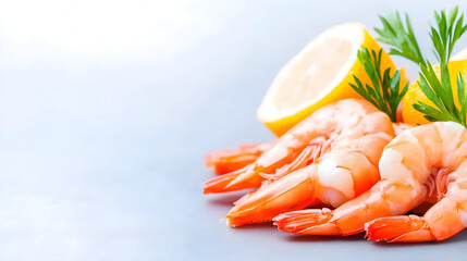 Raw shrimps gambas seafood prawn healthy meal food snack on the table copy space food background