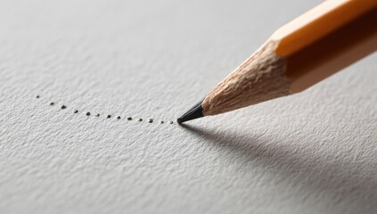 Close-up of a pencil tracing a dotted line on textured paper