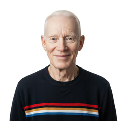 Obraz premium Happy senior man in a sweater smiles at the camera